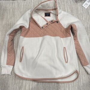 Abercrombie & fitch White and Pink Quilted Pullover